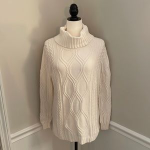 Turtleneck pullover high-low tunic sweater